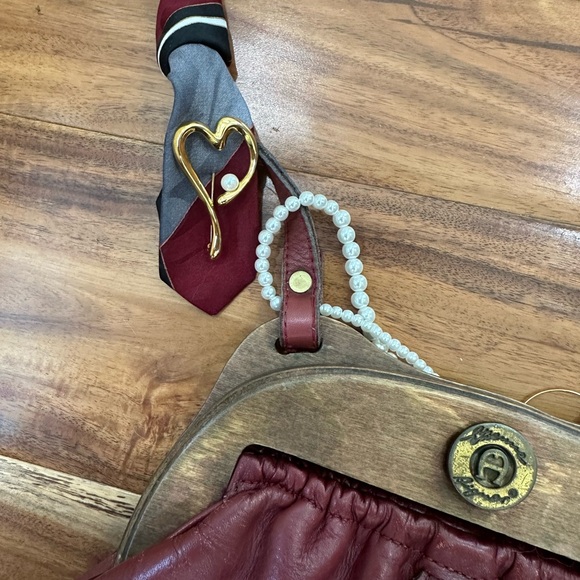 Vintage Oxblood Wooden Aigner Shoulder bag that has been Birkenfied - Picture 14 of 14